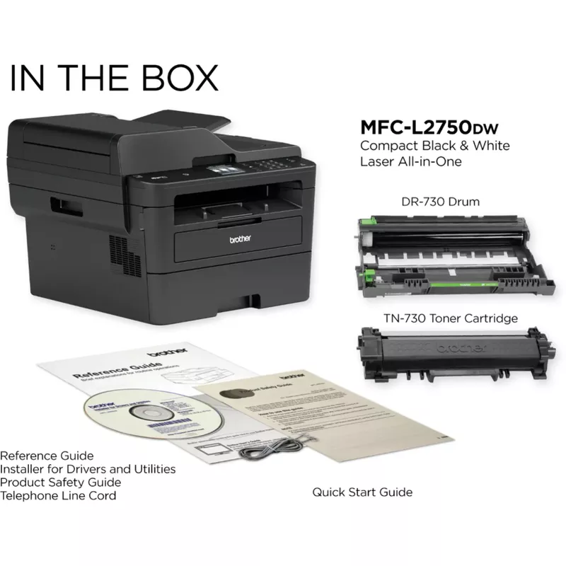 Brother - MFC-L2750DW Wireless Black-and-White All-In-One Refresh Subscription Eligible Laser Printer - Gray