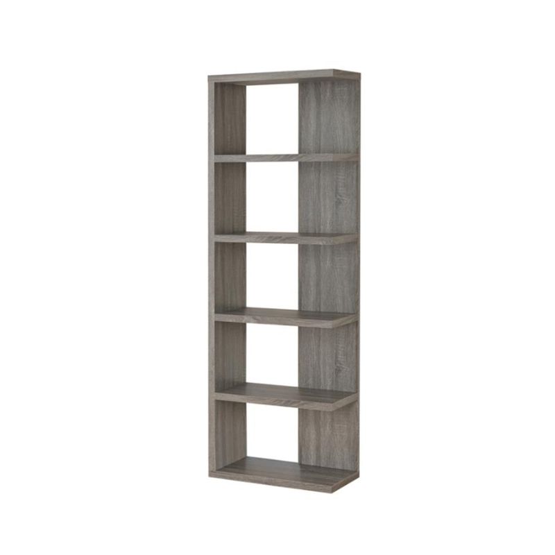 5-Tier Semi-Backless Bookcase in Weathered Grey - Weathered Grey