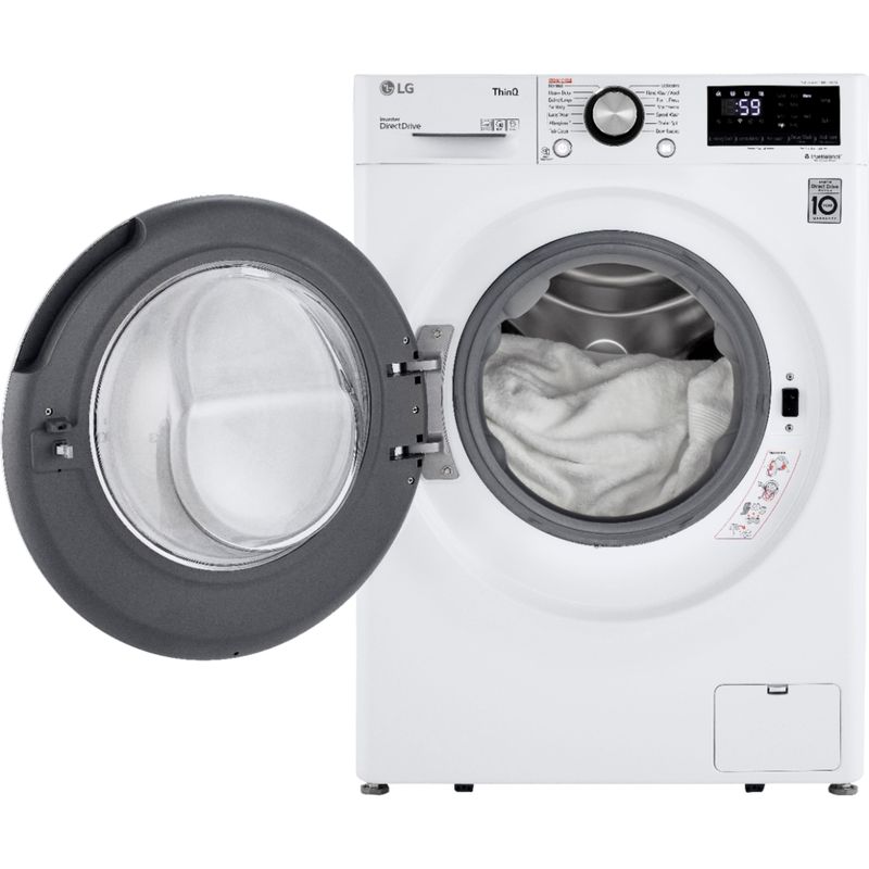 Left Zoom. LG - 2.4 Cu. Ft. High-Efficiency Stackable Smart Front Load Washer with Steam and Built-In Intelligence - White