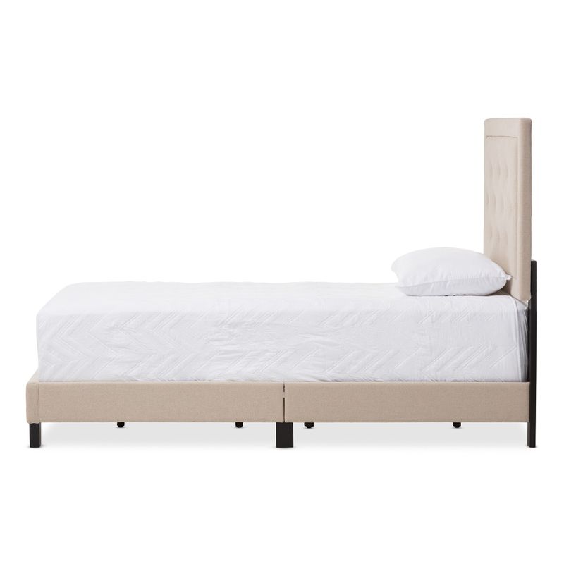 Baxton Studio Penelope Modern and Contemporary Beige or Grey Upholstered Twin Size Tufting Platform Bed - Grey
