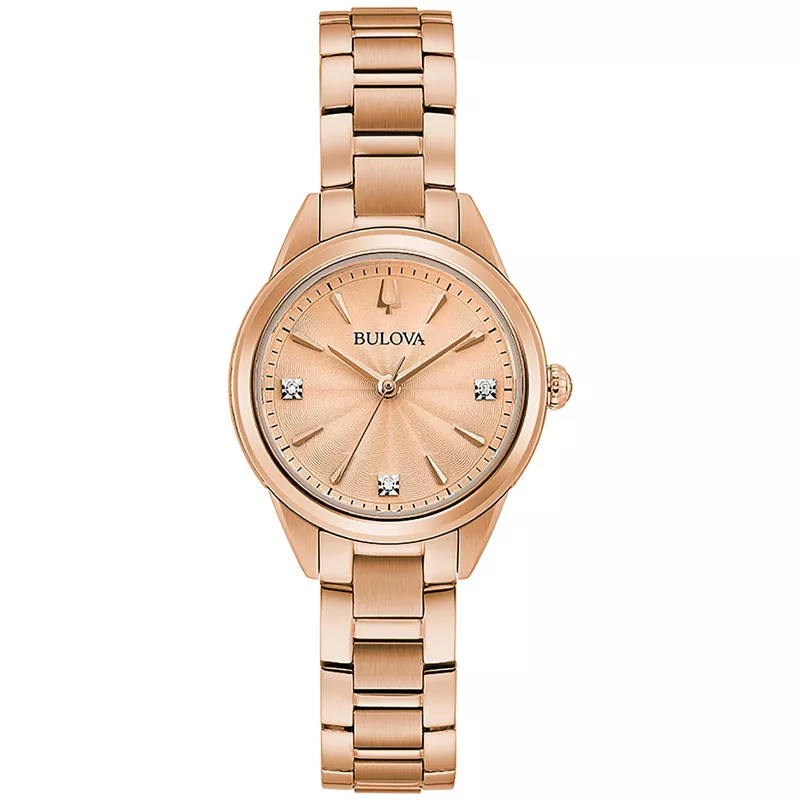 Bulova - Ladies Sutton Rose Gold-Tone Crystal Accent Watch Rose Gold Dial