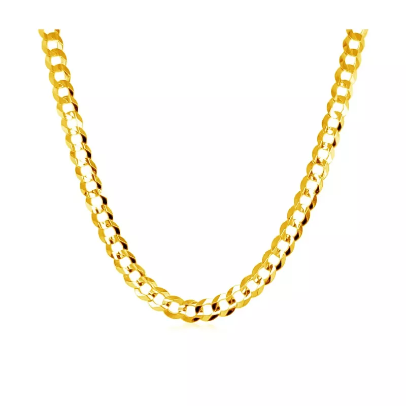 3.6mm 14k Yellow Gold Solid Curb Chain (24 Inch)