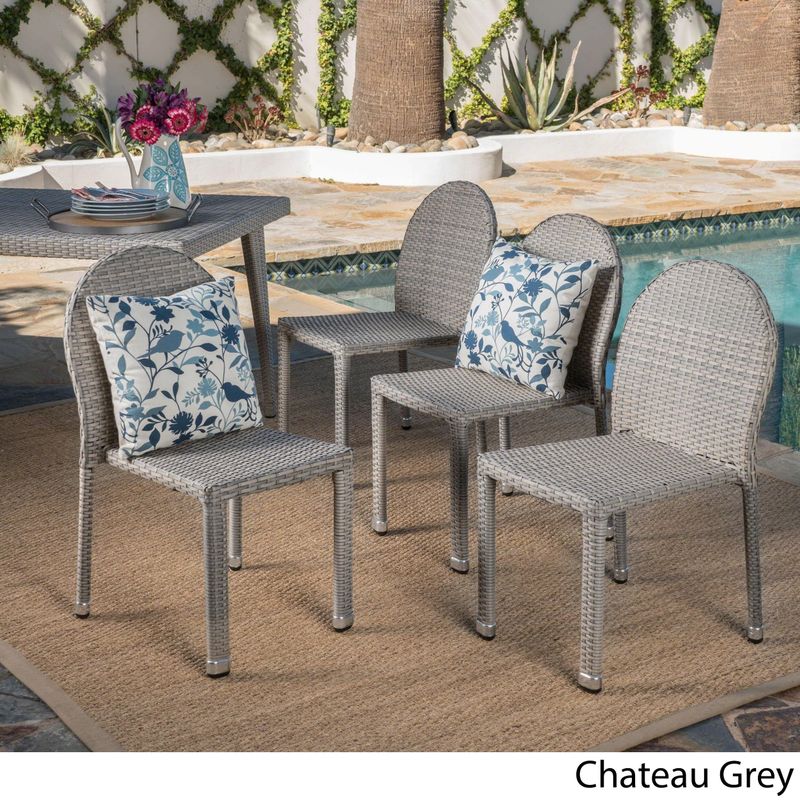 Aurora Outdoor Wicker Aluminum Stacking Chair (Set of 4) by Christopher Knight Home - Multibrown