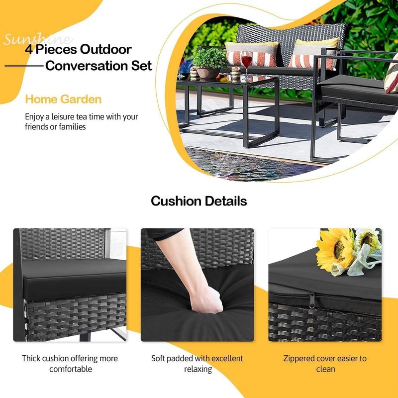Homall 4 Pieces Patio Furniture Set Outdoor Garden Patio Sets - Beige