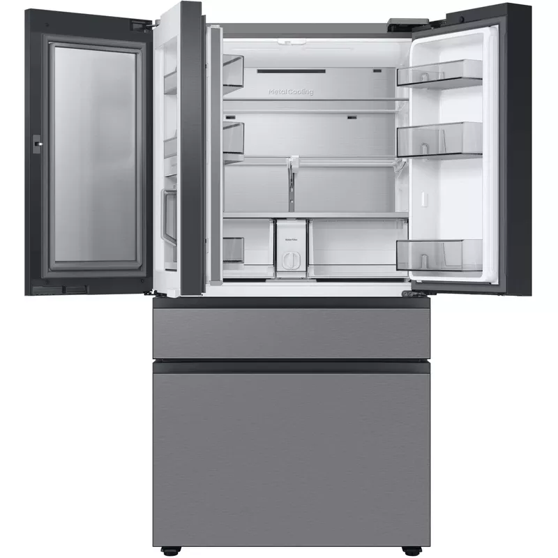 Samsung - BESPOKE 29 cu. ft. 4-Door French Door Smart Refrigerator with Beverage Center - Stainless Steel