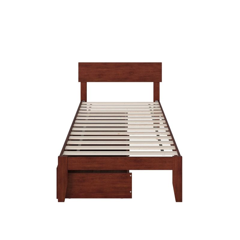 Boston Modern Contemporary Bed with 2 extra long drawers - Walnut - Queen