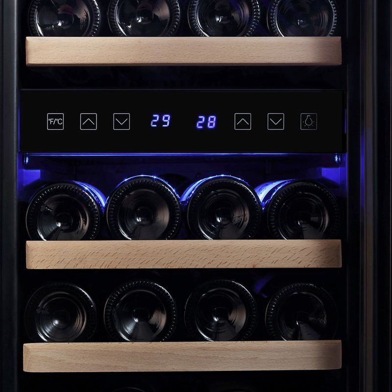 15 in. Double Zone 29-Bottle Built-In and Freestanding Wine Chiller Refrigerator in Stainless Steel - Stainless Steel