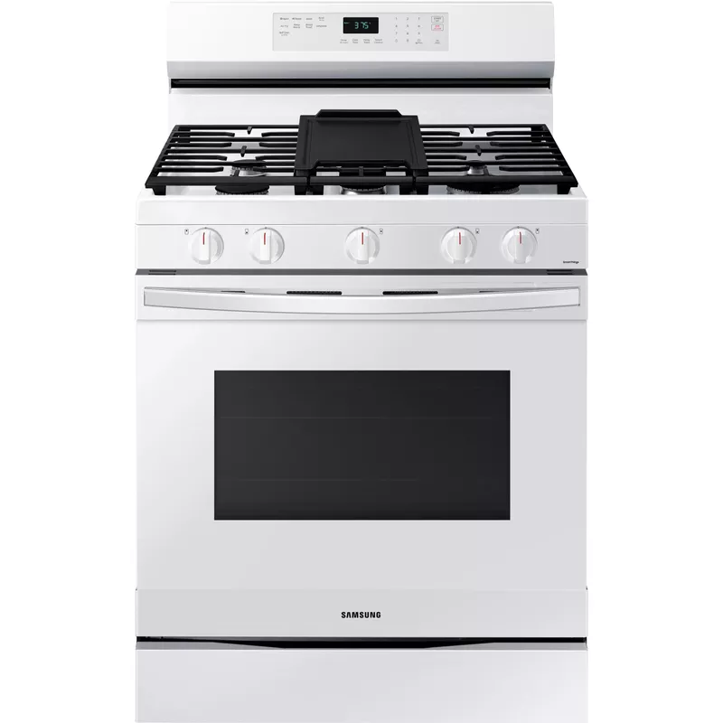Samsung 6.3-Cu. Ft. Smart Freestanding Gas Range with No-Preheat Air Fry and Convection, White