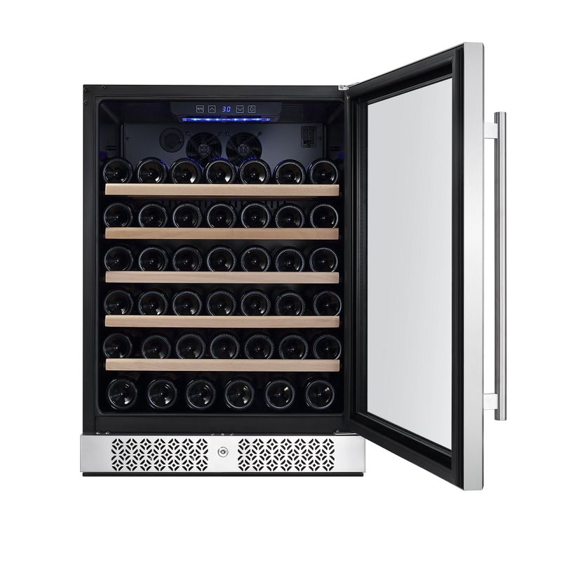 24 in. Single Zone 52-Bottle Built-In and Freestanding Wine Chiller Refrigerator in Stainless Steel - Stainless Steel