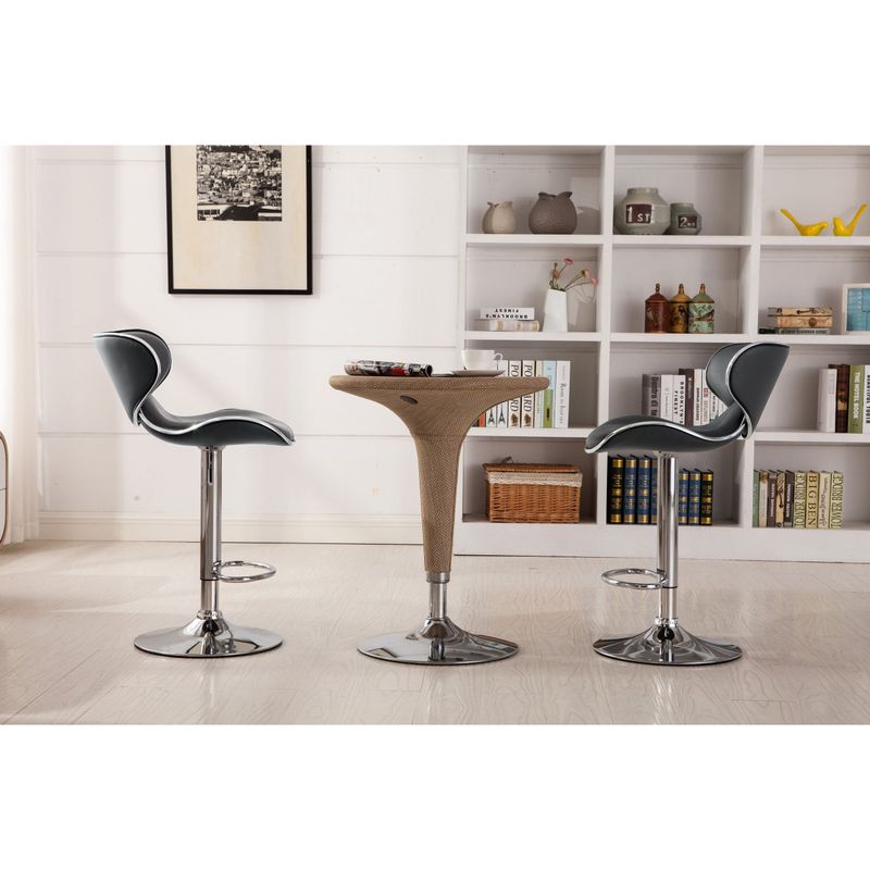 Roundhill Furniture Masaccio Leatherette Airlift Adjustable Swivel Barstool (Set of 2) - Brown