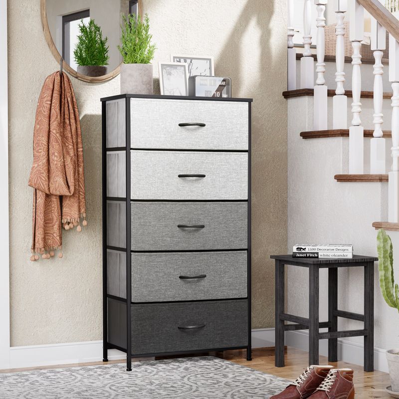 5 Drawers Vertical Dresser Storage Tower Organizer Unit for Bedroom - Black&Gray - 5-drawer