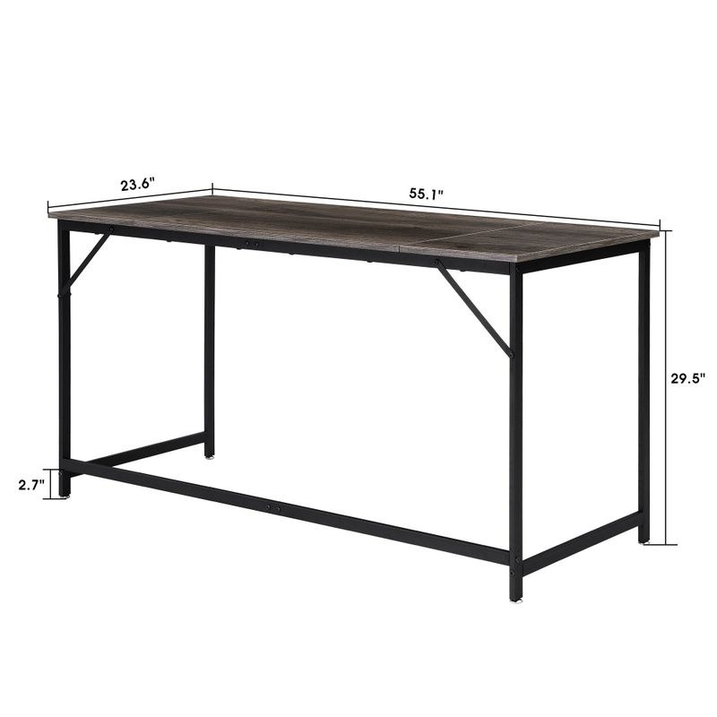 Mcombo Computer Desk, 55inch Large Writing Desk for Home office, Rectangle gaming table, Sturdy PC Table, Grey - Grey