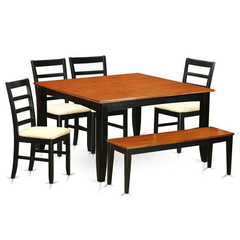 PARF6-BCH 4-chair and Dining Bench 6-piece Dining Room Set - Microfiber