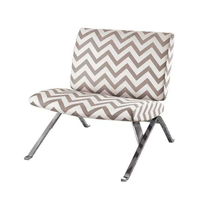 Accent Chair/ Armless/ Fabric/ Living Room/ Bedroom/ Fabric/ Metal/ Brown/ Chrome/ Contemporary/ Modern