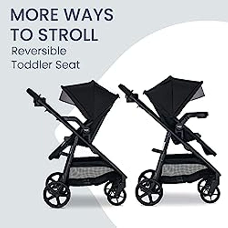 Britax Brook+ Modular Baby Stroller, Ultra-Lightweight Infant and Toddler Stroller with SafeWash Insert and 4 Ways to Stroll, Graphite Onyx