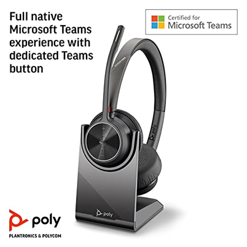 Poly - Voyager 4320 UC Wireless Headset + Charge Stand (Plantronics) - Headphones w/Mic - Connect to PC/Mac via USB-A Bluetooth...