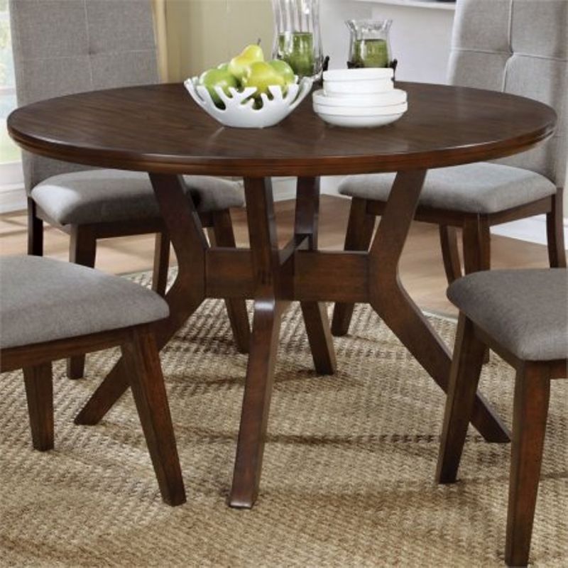 Furniture of America Mecca Round Dining Table in Walnut