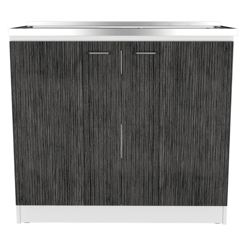 Boahaus Colmar Sink Cabinet (White-Smokey Oak) - White - Stationary - Wood
