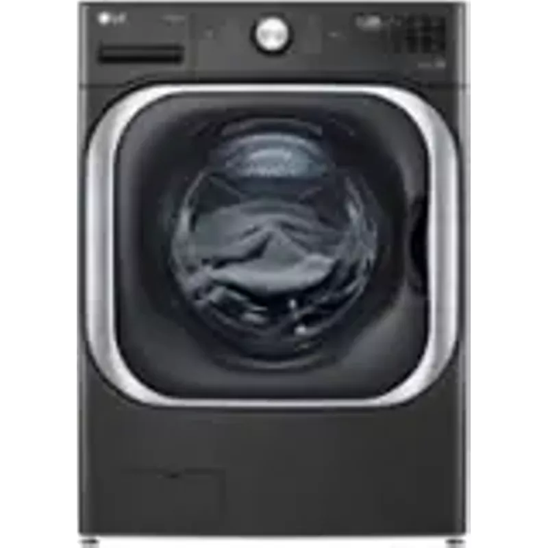 LG - 5.2 Cu. Ft. High-Efficiency Stackable Smart Front Load Washer with Steam and TurboWash - Black Steel