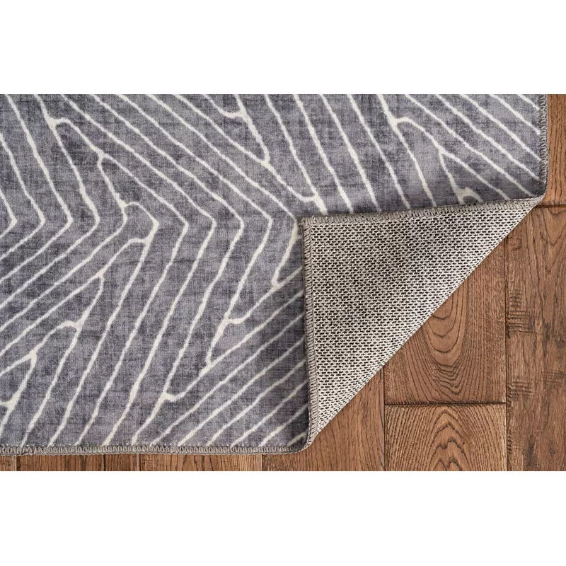 Wyome Gray And Ivory 2X8 Washable Area Rug