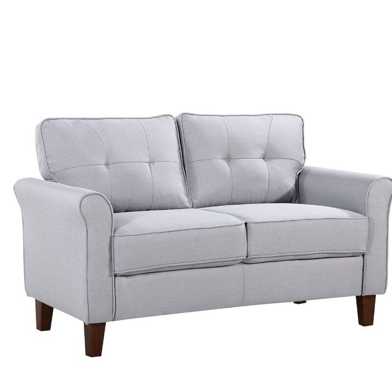 Kouchouk  54.5'' Linen Flared Arm Loveseat - Drak Grey