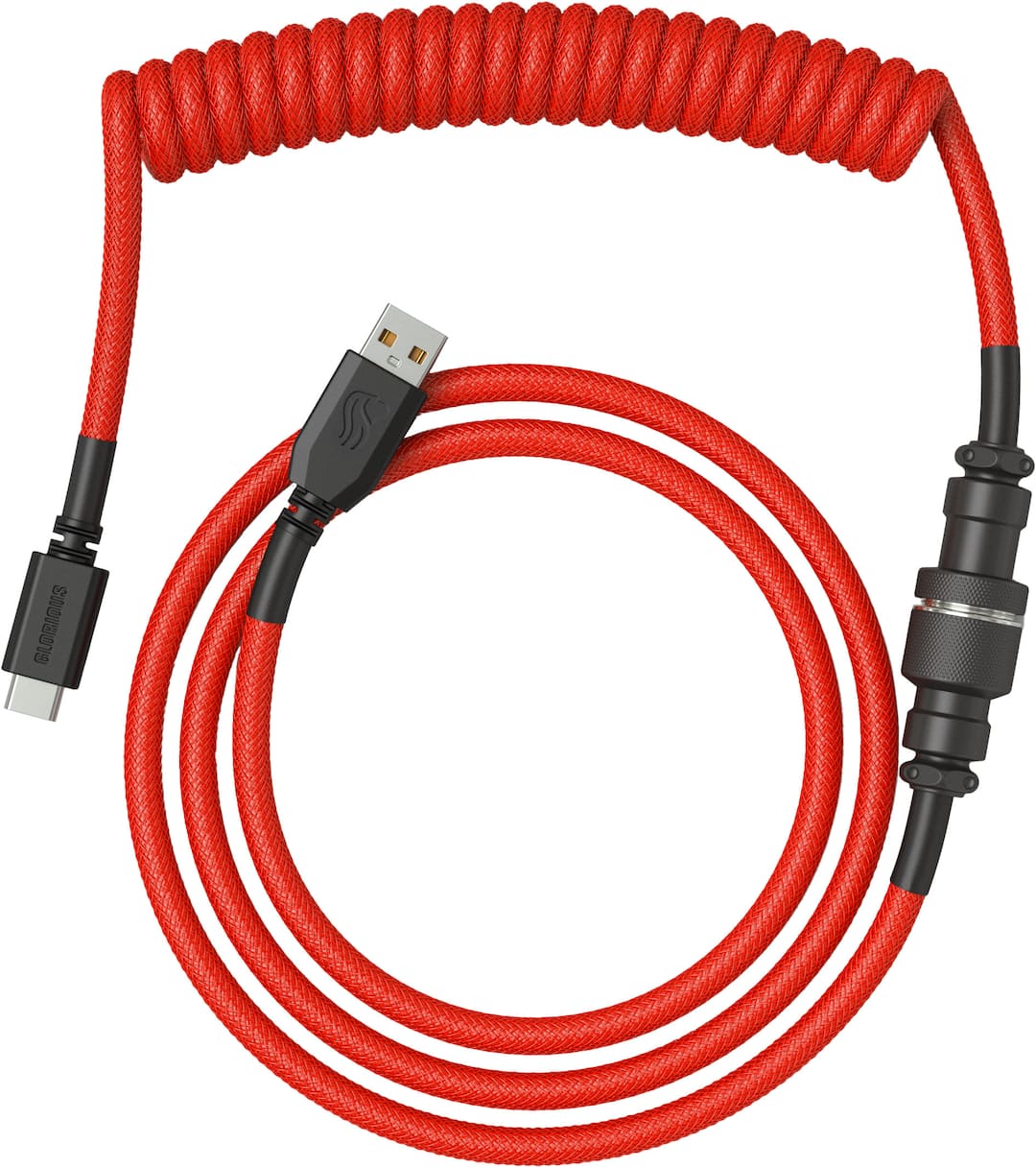 Glorious - Coiled USB-C Artisan Braided Keyboard Cable for Mechanical Gaming Keyboards - Crimson Red