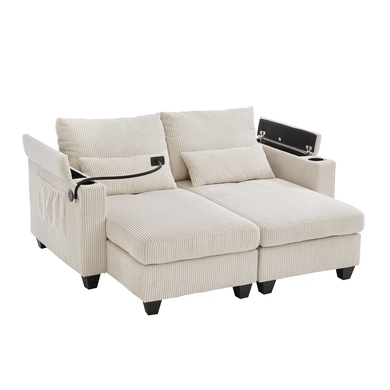 FlexShopper - Convertible Chaise Lounge Loveseat Sofa Bed With USB ...
