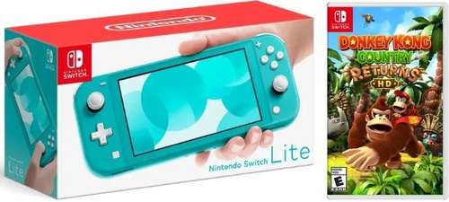 Nintendo Switch Lite Turquiose Bundle With Donkey Kong Game