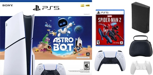 Playstation 5 Disc Astrobot Bundle With Accessories, Extra Controller, & Spider-Man 2 Game