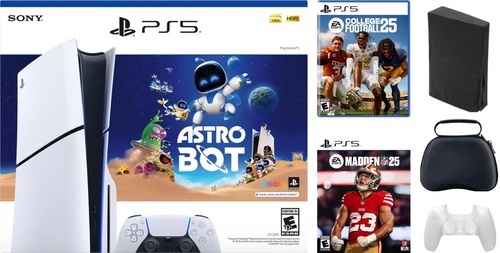 Playstation 5 Disc Astrobot Bundle With Accessories, College Football 25 & Madden NFL 25 Game