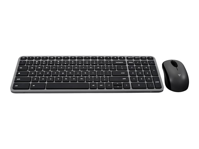 V7 Chromebook Edition - keyboard and mouse set - QWERTY - US - gray black Input Device