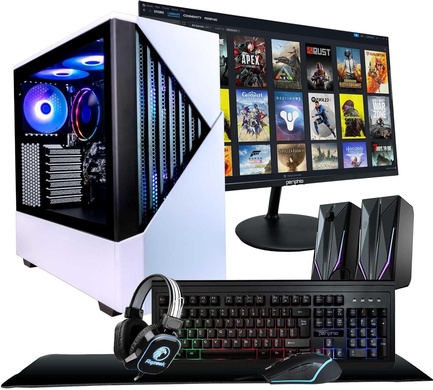 Periphio Castle Gaming PC Computer | AMD Ryzen 5 5600G | Radeon Vega 7 Graphics | 1TB Solid State (SSD) | 16GB DDR4 RAM | Windows 11 | RGB Battlestation Gaming Bundle