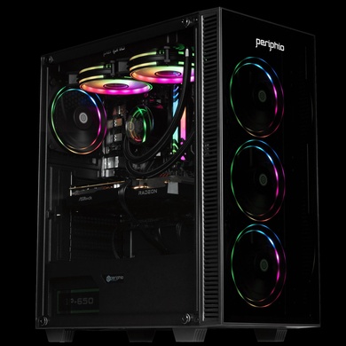 Periphio Firestorm Prebuilt Gaming PC, AMD Ryzen 5 5600X (4.6GHz Turbo), Radeon RX 6600 (8GB), 1TB M.2 NVMe SSD, 16GB DDR4 RAM, Windows 10, WiFi + BT