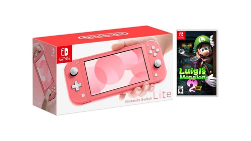 Nintendo Switch Lite Coral + Luigi's Mansion 2 Bundle