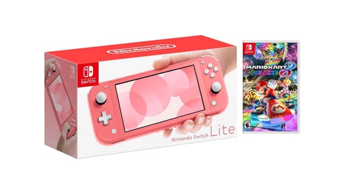 Nintendo Switch Lite Coral + Mario Kart 8 Deluxe Bundle