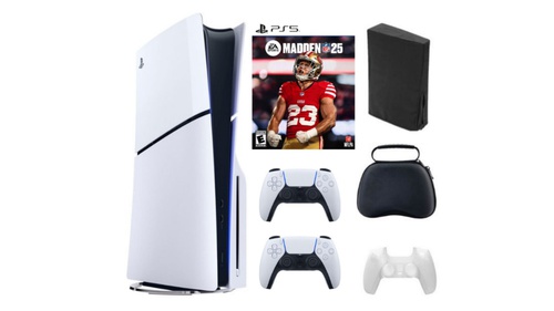 Playstation 5 Slim + Madden NFL 25 Bundle with Extra Controller, Accessories