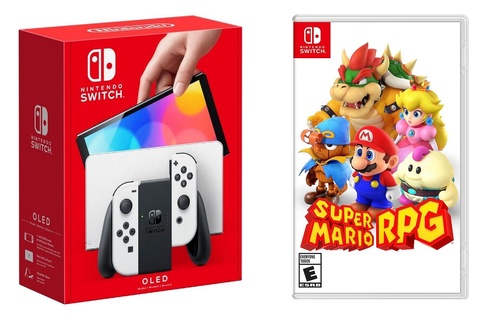 Nintendo - Switch OLED White + Super Mario RPG BUNDLE