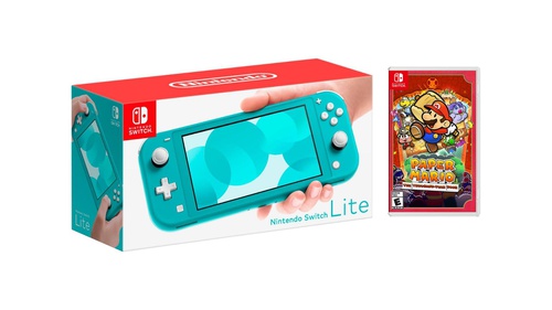 Nintendo Switch Lite Turquoise + Paper Mario: The Thousand-Year Door Bundle