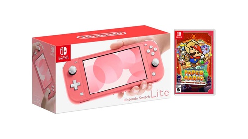 Nintendo Switch Lite Coral + Paper Mario: The Thousand-Year Door Bundle