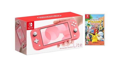 Nintendo Switch Lite Coral + Detective Pikachu Returns Bundle