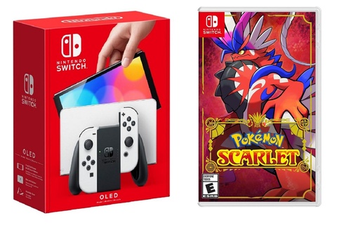 Nintendo - Switch OLED White + Pokemon Scarlet BUNDLE