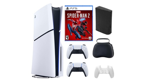 Playstation 5 Slim + Spiderman Bundle with Extra Controller, Accessories