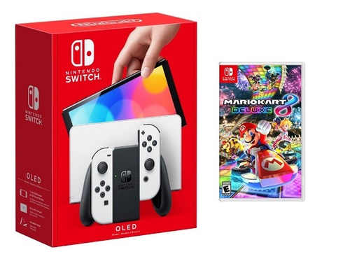 Nintendo - Switch OLED White + Mario Kart 8 BUNDLE