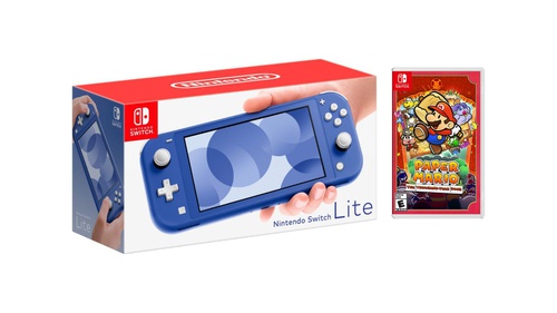 Nintendo Switch Lite Blue + Paper Mario: The Thousand-Year Door Bundle